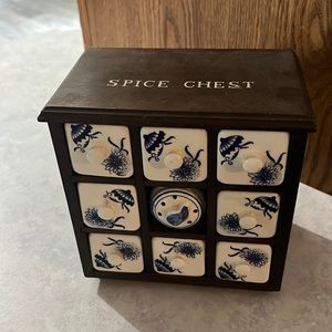Blue Floral Vintage Spice Chest